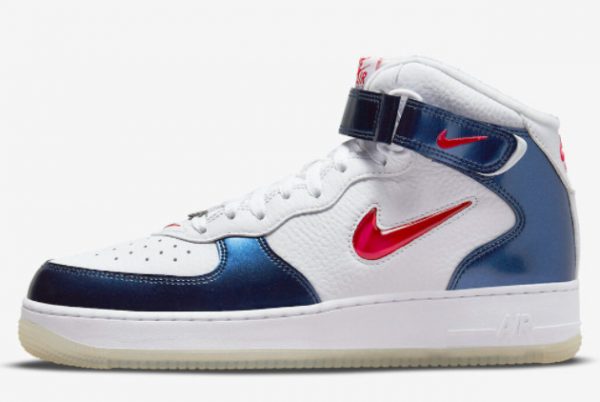New Nike Air Force 1 Mid Independence Day White Varsity Red-Midnight Navy 2022 For Sale DH5623-101
