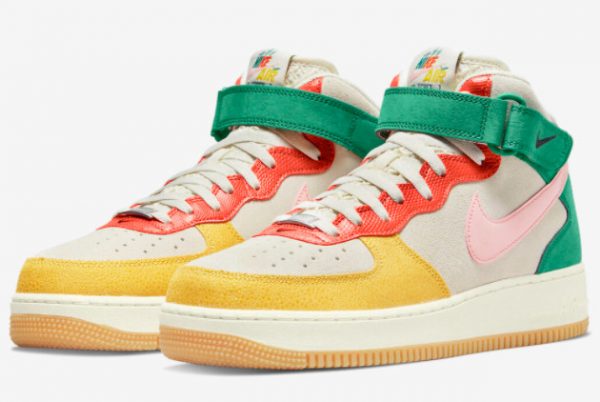 Cheap Nike Air Force 1 Mid Coconut Milk Bleached Coral-Vivid Sulfur 2022 For Sale DR0158-100-2