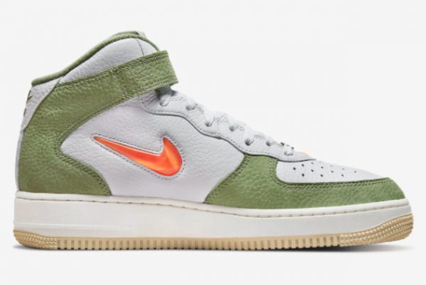 Cheap Nike Air Force 1 Mid White Olive Green-Orange 2022 For Sale DQ3505-100-1
