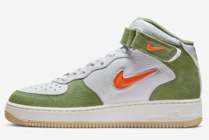 Cheap Nike Air Force 1 Mid White Olive Green-Orange 2022 For Sale DQ3505-100