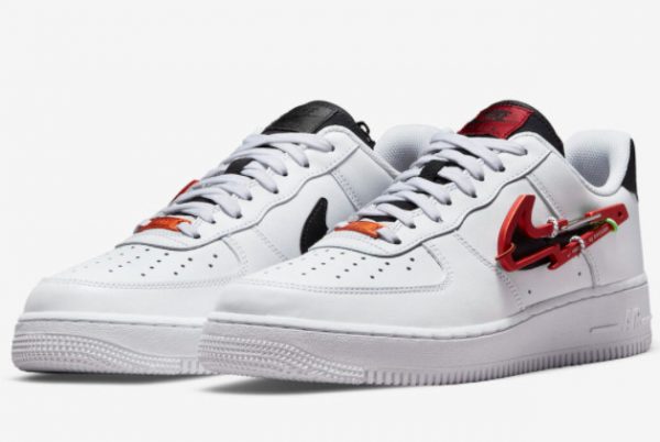 Latest Nike Air Force 1 Low Carabiner Swoosh White Black-Pomegranate-Habanero Red 2022 For Sale DH7579-100-2