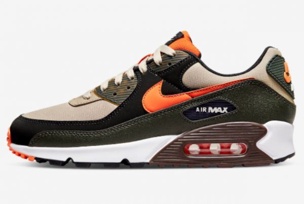 Latest Nike Air Max 90 Tan Olive-Bright Orange 2022 For Sale DH4619-200