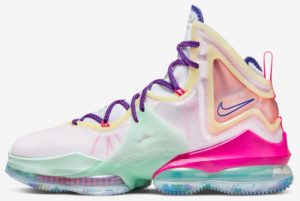 Latest Nike LeBron 19 Valentine’s Remarkable Pink Green-Purple 2022 For Sale DH8460-900