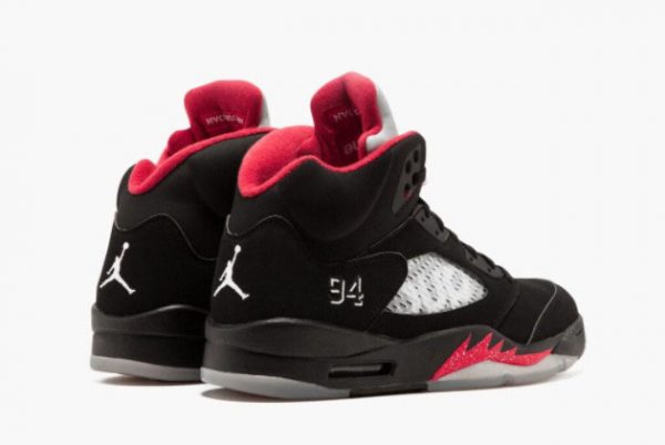 Cheap Supreme x Air Jordan 5 Black Black Fire Red 2022 For Sale 824371-001-2