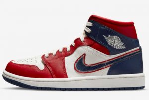 Latest Air Jordan the 1 Mid SE USA Gym Red Sail-Light Iron Ore-Midnight Navy 2022 For Sale DQ7648-600