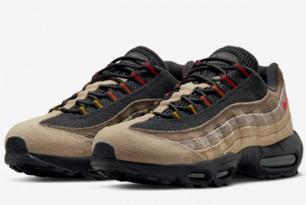 Latest Nike Air Max 95 Topographic Off Noir University Red-Rattan-Limestone 2022 For Sale DV3197-001-2
