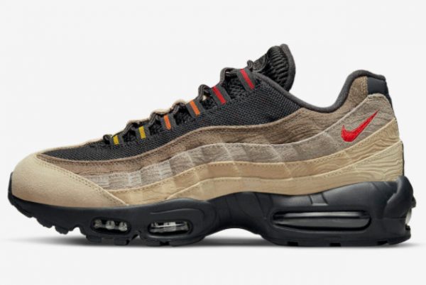 Latest Nike Air Max 95 Topographic Off Noir University Red-Rattan-Limestone 2022 For Sale DV3197-001