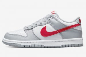 Latest Rounds Nike Dunk Low GS White Grey Red 2022 For Sale DV7149-001