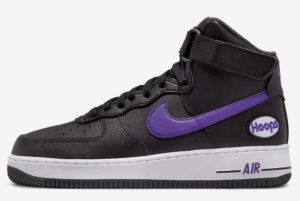New Nike Air Force 1 High Hoops Black Purple-White 2022 For Sale DH7453-001