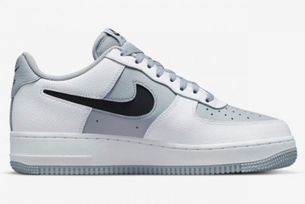 New Nike Air Force 1 Low Grey White Cut-Out Swoosh 2022 For Sale DV3501-100-1