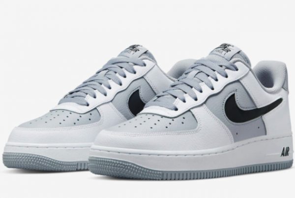 New Nike Air Force 1 Low Grey White Cut-Out Swoosh 2022 For Sale DV3501-100-2
