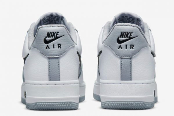 New Nike Air Force 1 Low Grey White Cut-Out Swoosh 2022 For Sale DV3501-100-3