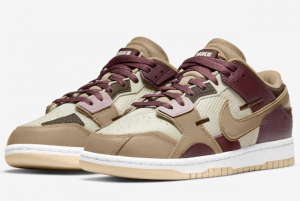 New Nike Dunk Scrap Tan Brown Pink 2022 For Sale DH7450-100-1