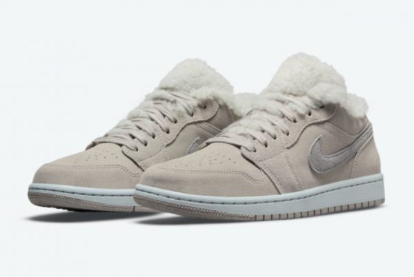 Cheap Air Jordan 1 Low Sherpa Fleece College Grey Particle Grey-Neutral Grey-White 2022 For Sale DO0750-002-2