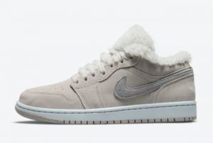 Cheap Air Jordan Yellow 1 Low Sherpa Fleece College Grey Particle Grey-Neutral Grey-White 2022 For Sale DO0750-002