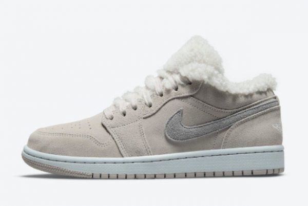 Cheap Air Jordan 1 Low Sherpa Fleece College Grey Particle Grey-Neutral Grey-White 2022 For Sale DO0750-002